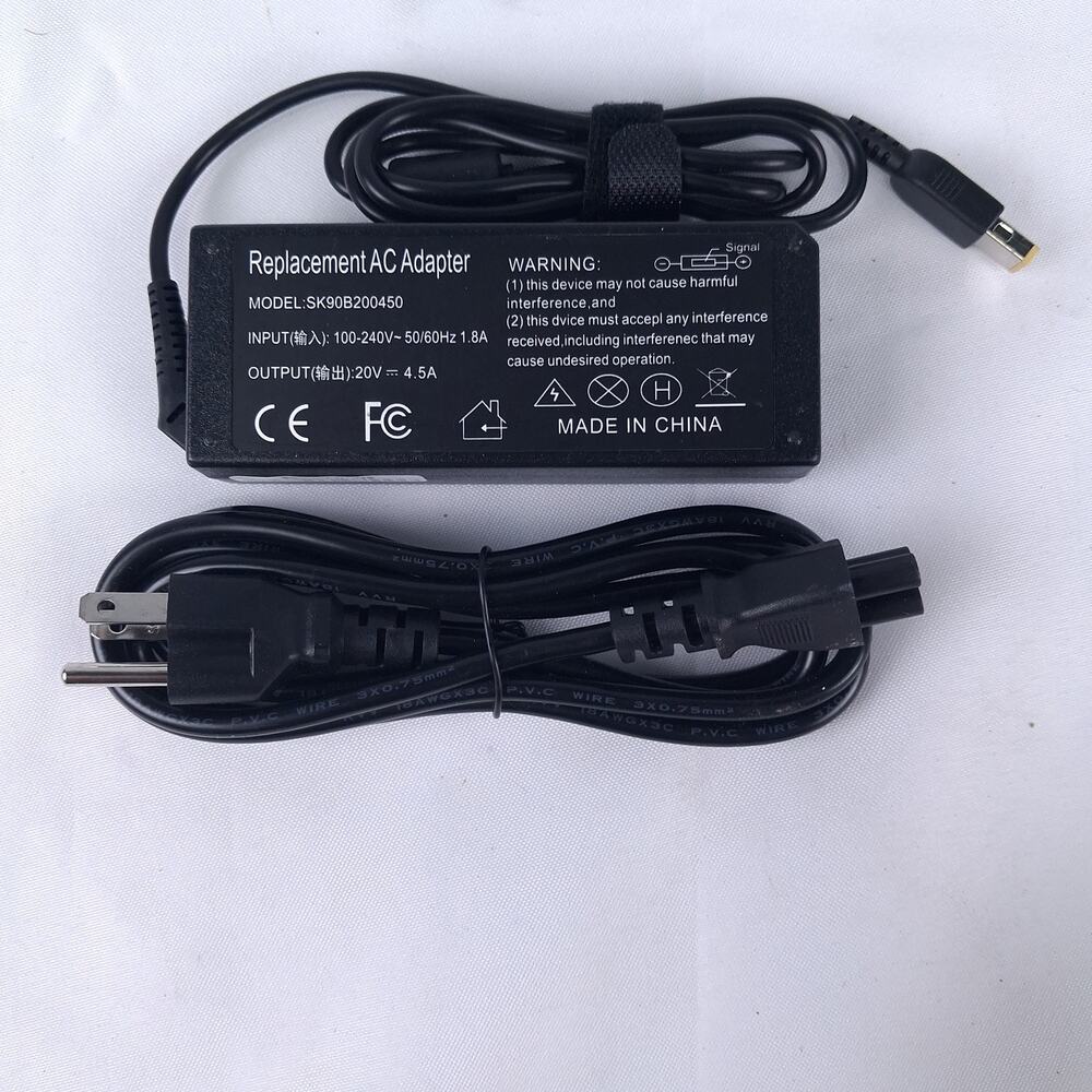 SK90B200450 90W 20V 4.5A AC Adapter Charger Lenovo Rectangular Yellow Tip Power